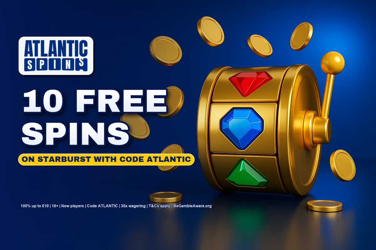 Atlantic Spins 10 free spins on Starburst with code ATLANTIC